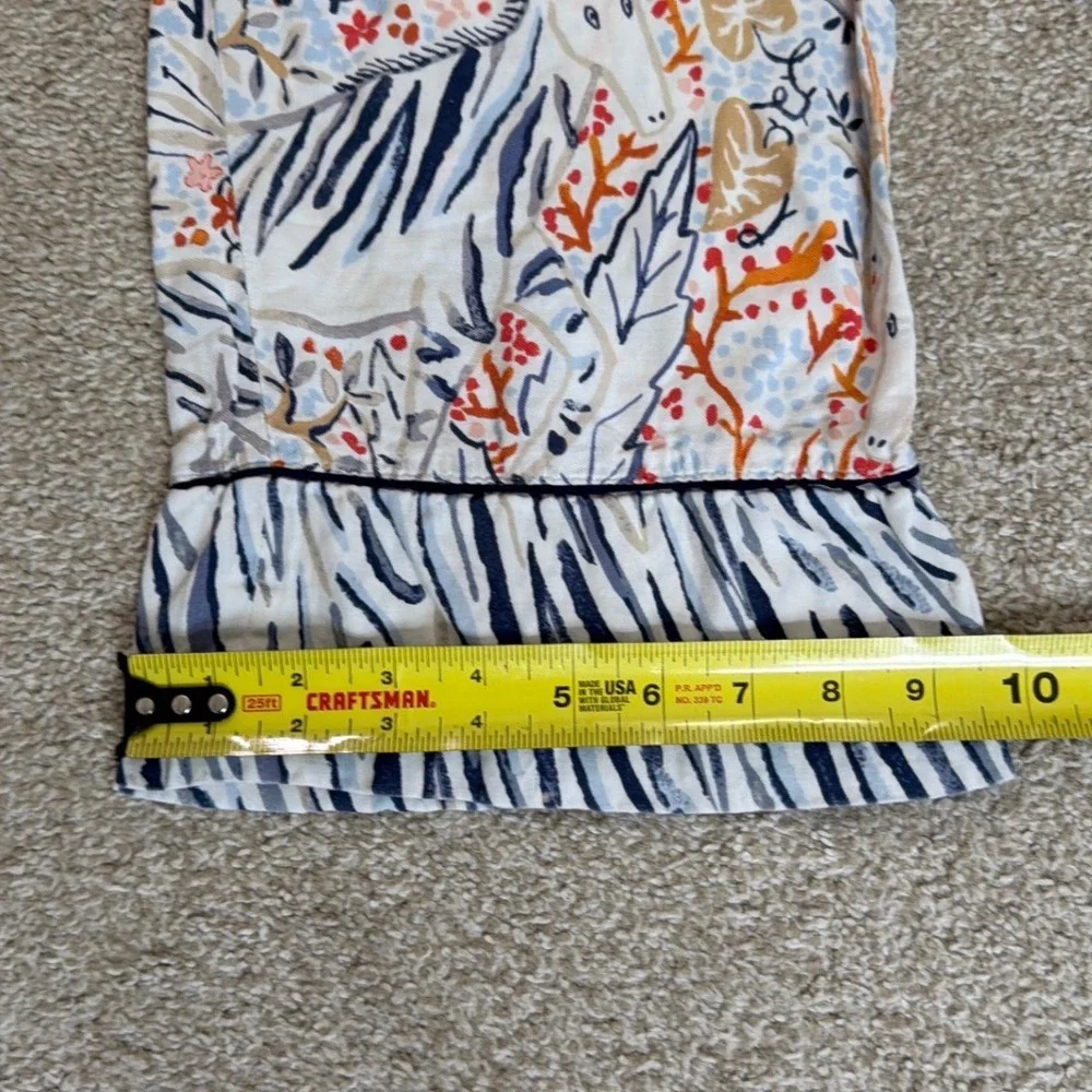 Vikki Chu for Anthropologie Animal Print Pajama Pants Small Safari‎ Ruffle Hem